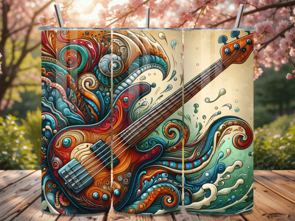 Abstract Bass Guitar Waves Tumbler Wrap for Creative Branding