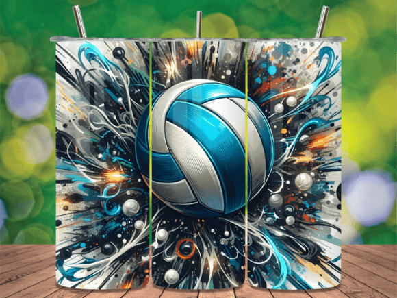 Abstract Blue Splash Volleyball Tumbler Review for Marketing and Branding
