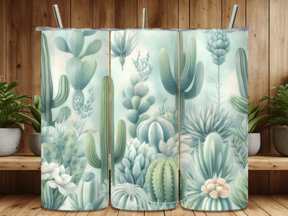 Aesthetic Desert Cactus Tumbler Wrap for Editorial and Web Design