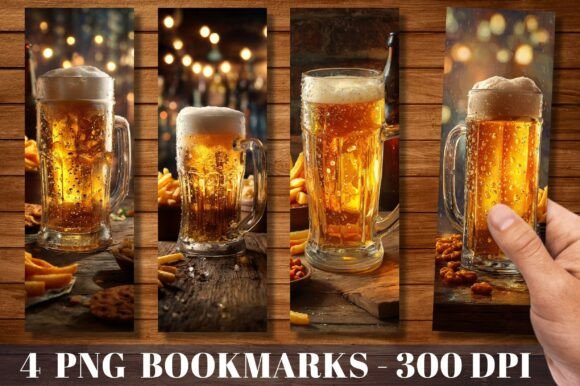 Amber Beer Mug Pub Style Bookmark Design for Website and Editorial Crafts