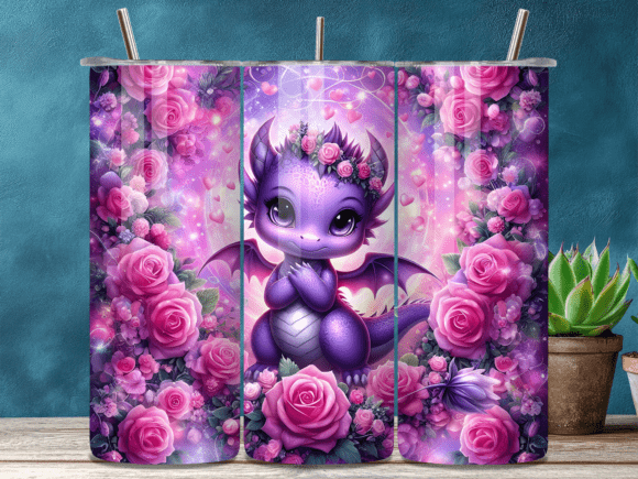 Baby Purple Dragon Valentine Tumbler Wraps: A Cutesy Design for Creative Sellers