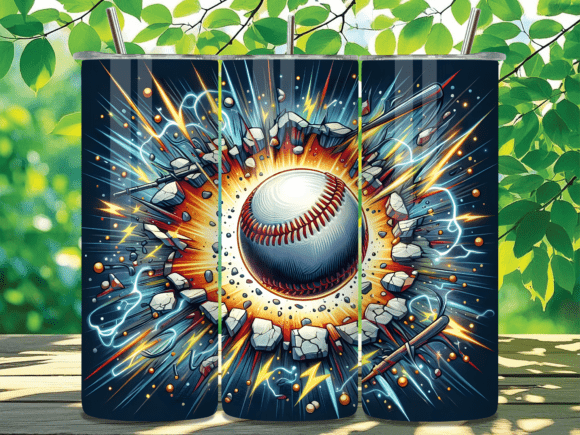 Baseball Lightning Bolt Tumbler Wrap: A Bold Design Asset for Dynamic Projects