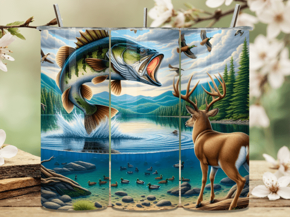 Bass Fish Deer Nature Tumbler Wrap: A Wildly Versatile Graphic Design Asset