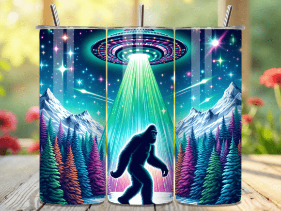 Bigfoot UFO Galaxy Night Tumbler Wrap for Creative Sellers