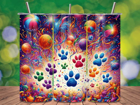 Colorful Boho Magic Paw Tumbler Wrap: A Vibrant Graphic Design Asset