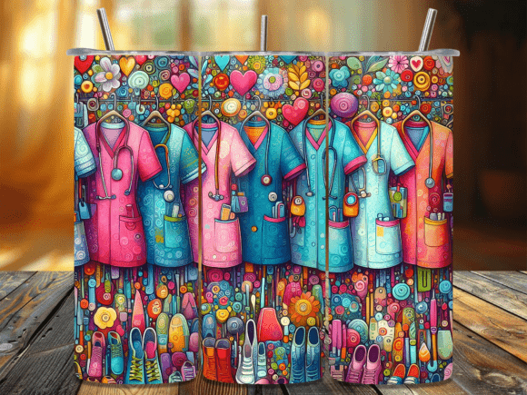 Colorful Nursing Uniforms Tumbler Wrap