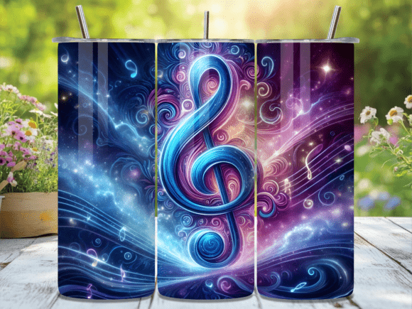 Cosmic Blue Treble Clef Tumbler Wrap: A Versatile Design Asset for Creative Publishers