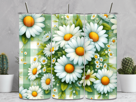 Gingham White Daisy Floral Tumbler Wrap Review for Branding and Marketing