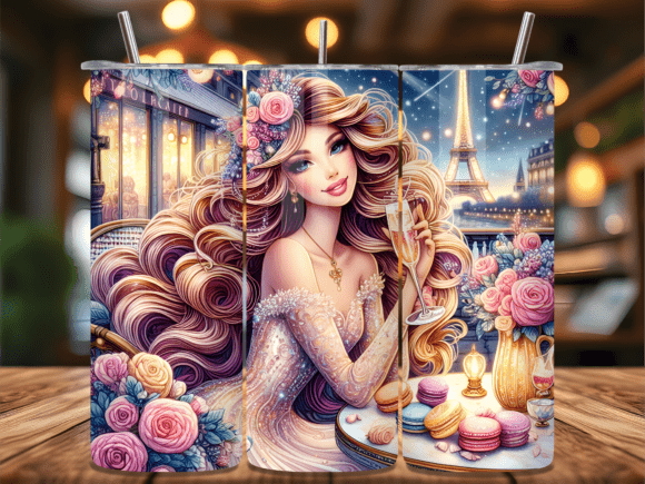 Glamour Paris Cafe Tumbler Wrap Design: A Stylish Graphic for Modern Branding