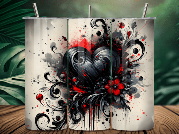 Gothic Grunge Abstract Valentine Tumbler Wrap: A Moody Design Asset for Edgy Branding