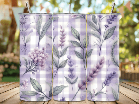 Lavender Plaid Floral Tumbler Wrap: A Versatile Design Asset for Branding & Marketing