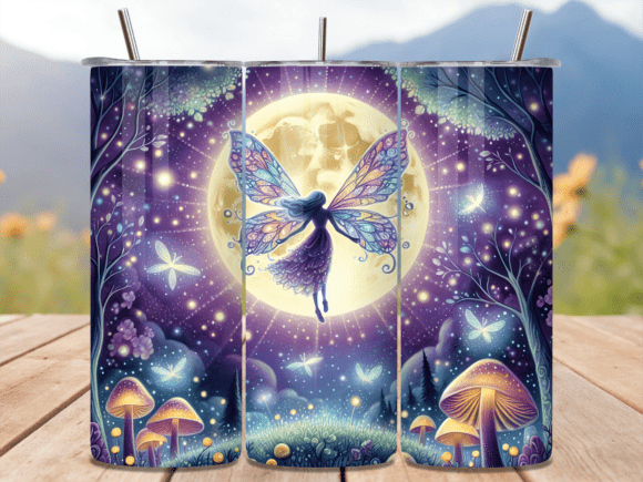 Moon Magic Purple Fairy Tumbler Wrap for Editorial and Web Design