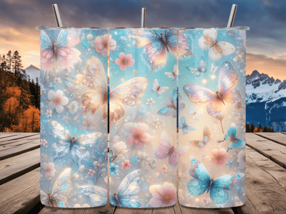 Pastel Glitter Butterfly Tumbler Wrap: A Vibrant Design Asset for Creative Marketing
