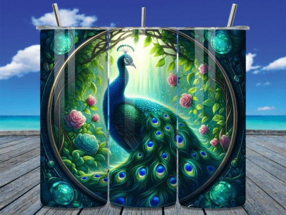 Peacock Floral Moon Night Tumbler Wrap: A Stylish Graphic for Handmade Projects