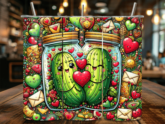 Pickle Jar Couple Valentine Tumbler Wrap: A Heartfelt Design for Branding and Marketing