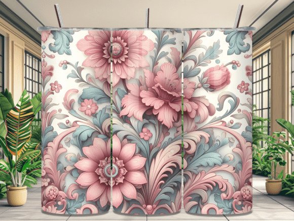 Pink Floral Boho Flower Tumbler Wrap PNG: A Versatile Design Asset for Content Creators