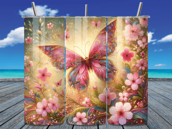Pink Floral Butterfly Boho Tumbler Wrap: A Versatile Design Asset for Local Branding