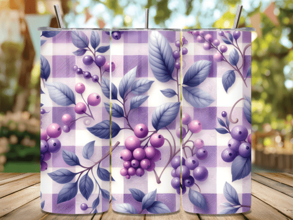 Purple Berry Gingham Plaid Tumbler Wrap for Branding and Packaging