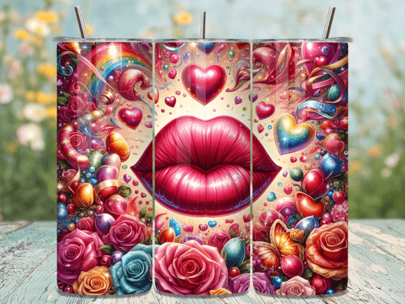 Rainbow Roses Lips Valentine Tumbler Wrap Design Review