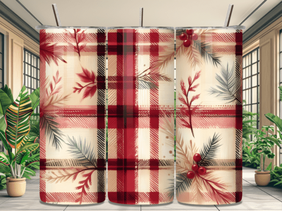 Red Plaid Winter Berry Pine Tumbler Wrap Review for Design Projects