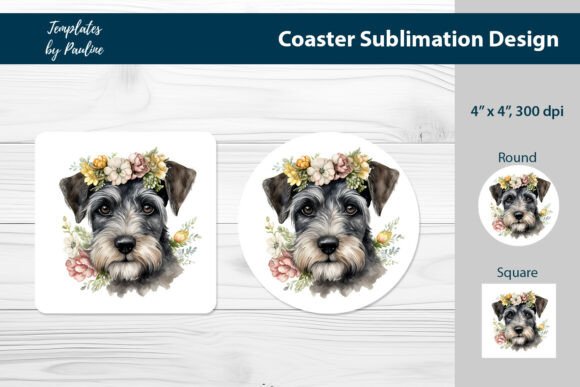 Schnauzer Car Coaster Sublimation Print Templates