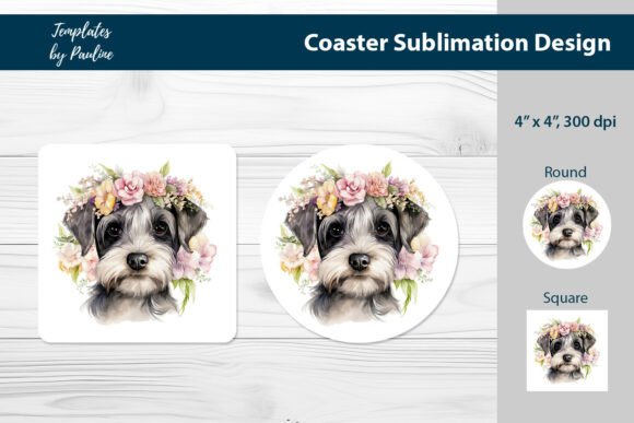 Schnauzer Square Coaster Sublimation: A Fresh Print Template for Creative Branding
