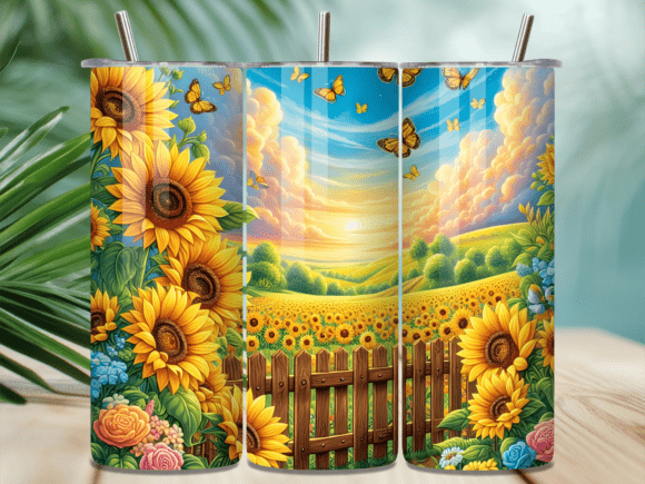 Summer Garden Sunflower Tumbler Wrap: A Vibrant Branding Asset for Local Businesses