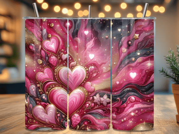Valentine Pink Heart Marble Tumbler Wrap: A Versatile Graphic Design Asset for Content Creators