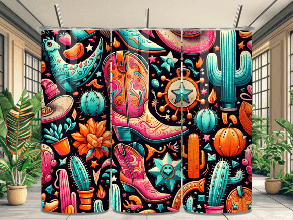 Western Boho Cowboy Tumbler Wrap: A Bold Branding Asset for Local Businesses